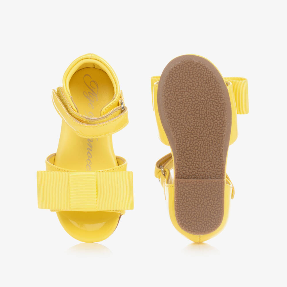 Age of Innocence-Girls Yellow Leather Bow Sandals | Childrensalon Outlet