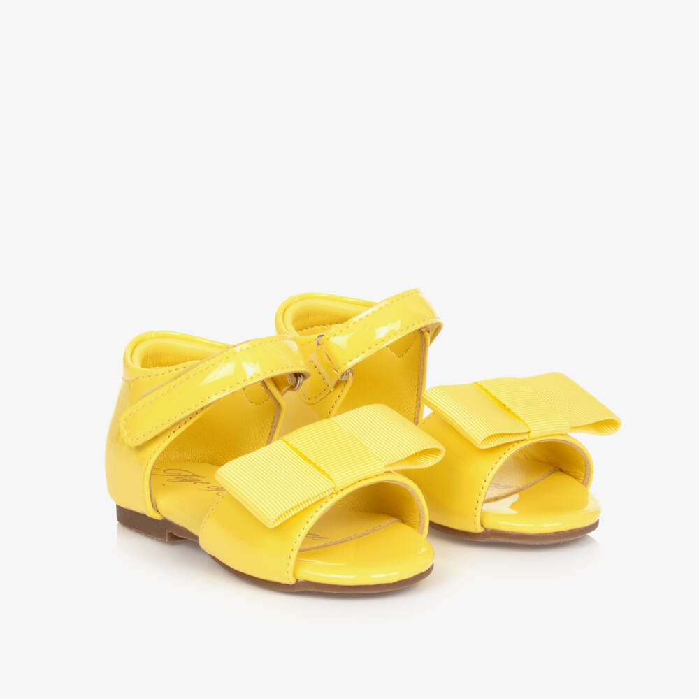 Age of Innocence-Girls Yellow Leather Bow Sandals | Childrensalon Outlet