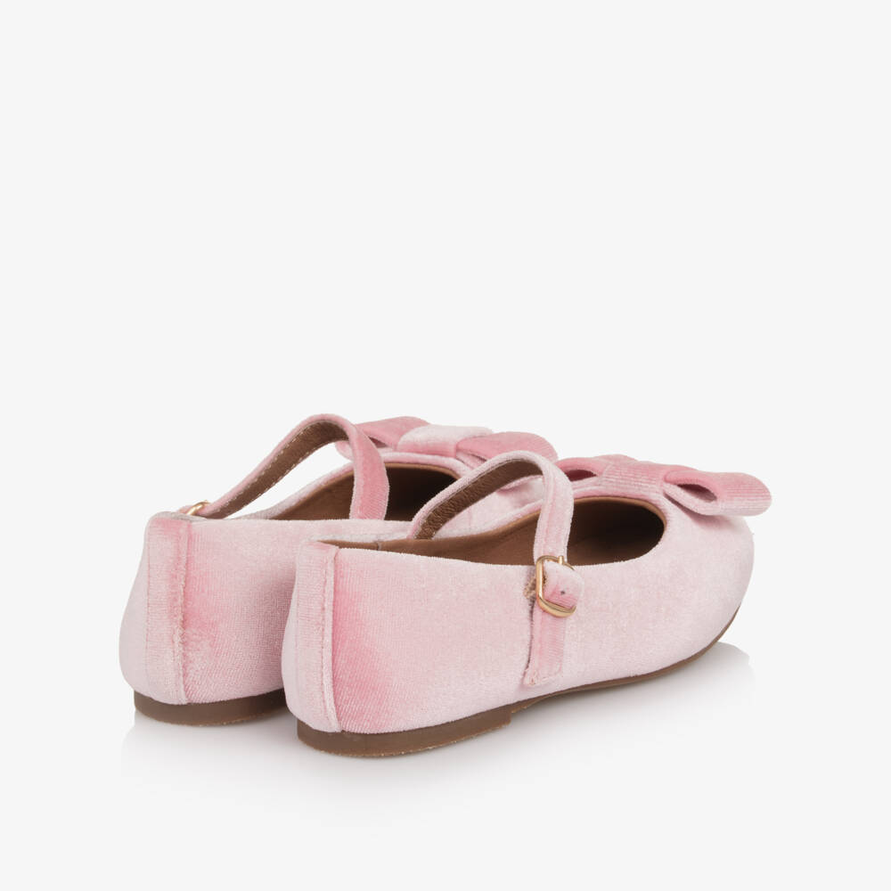 Age of Innocence-Pink Velvet Bow Bar Shoes | Childrensalon Outlet