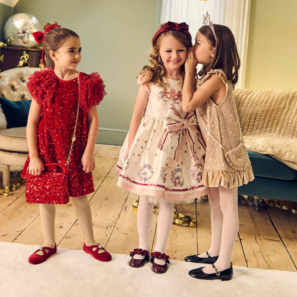 Age of Innocence-Red Velvet Diamante Bar Shoe | Childrensalon Outlet