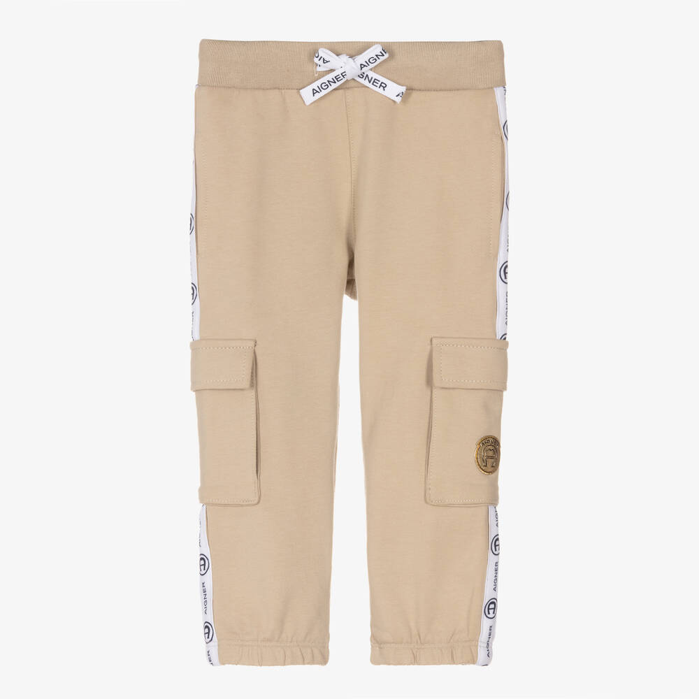 AIGNER - Baby Boys Beige Cargo Joggers | Childrensalon