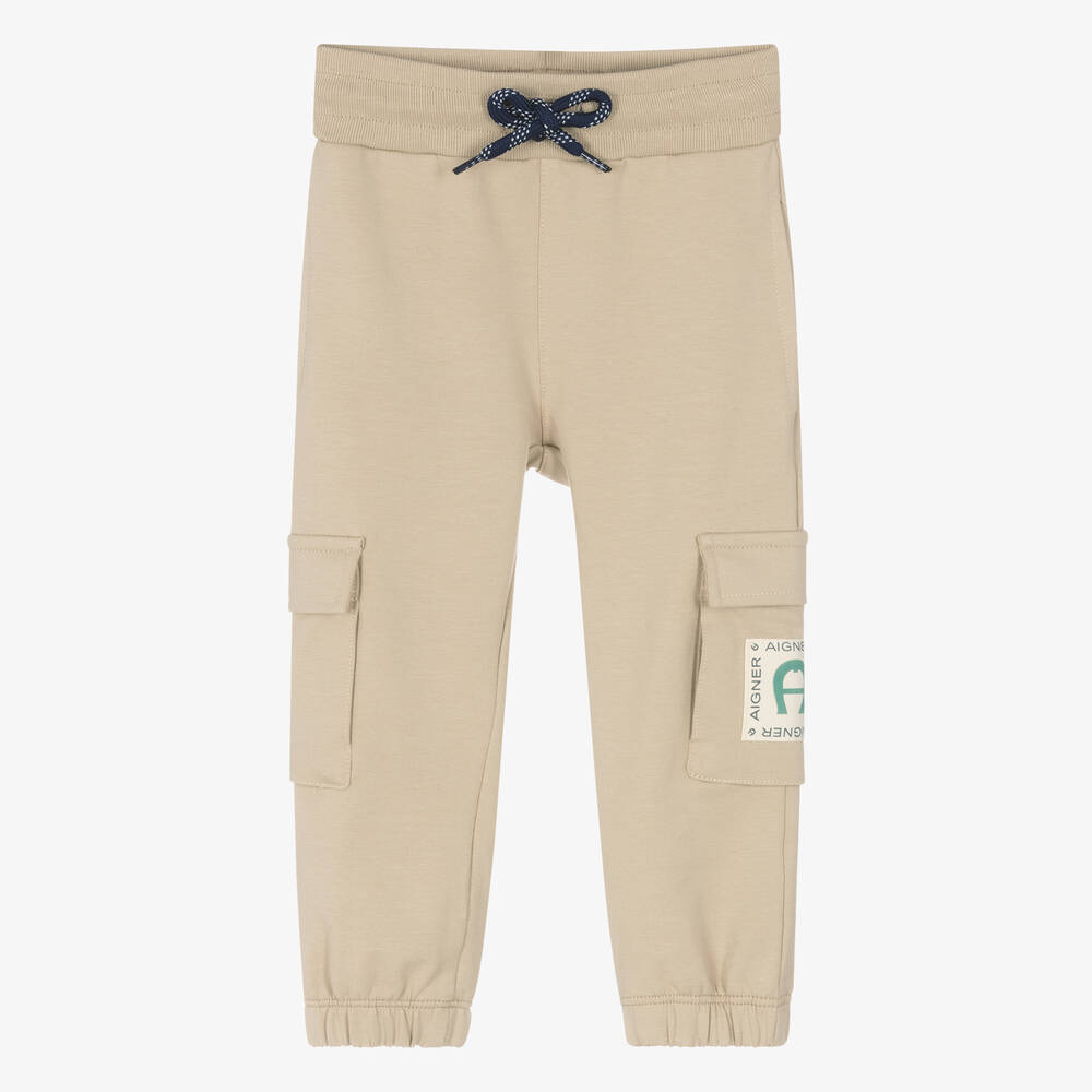AIGNER-Baby Boys Beige Cotton Cargo Joggers | Childrensalon Outlet