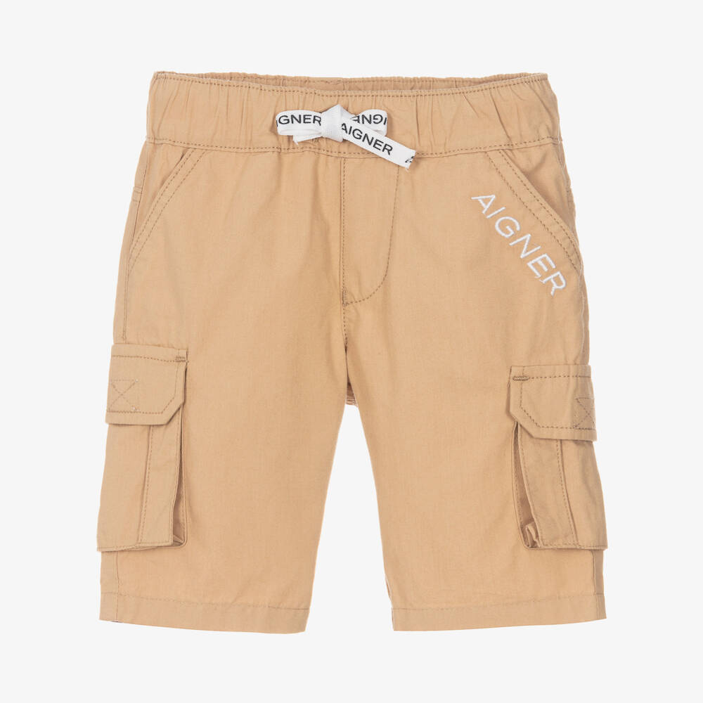 AIGNER-Baby Boys Beige Cotton Cargo Shorts | Childrensalon Outlet