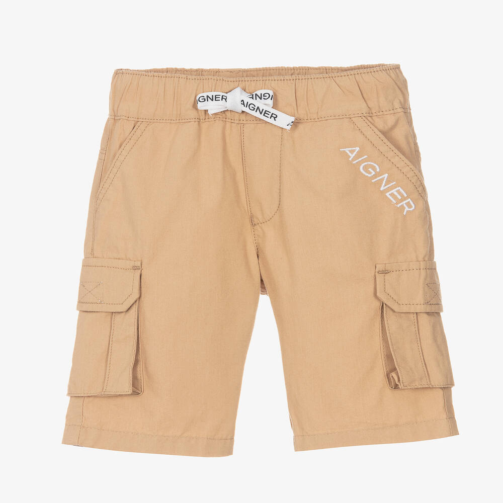 AIGNER - Baby Boys Beige Cotton Cargo Shorts | Childrensalon