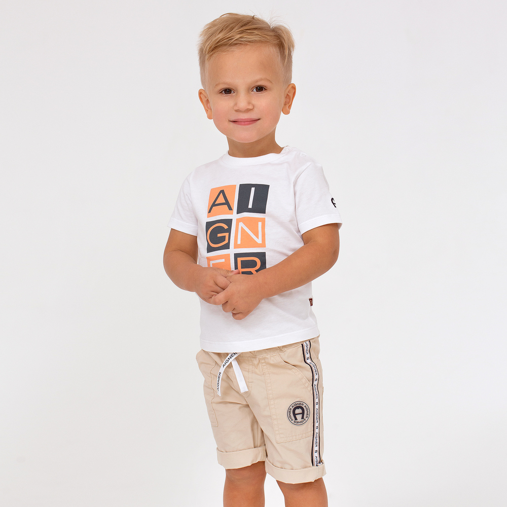 AIGNER Baby Boys Beige Cotton Shorts
