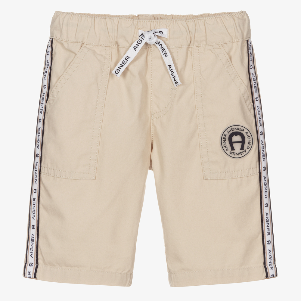 AIGNER - Baby Boys Beige Cotton Shorts | Childrensalon