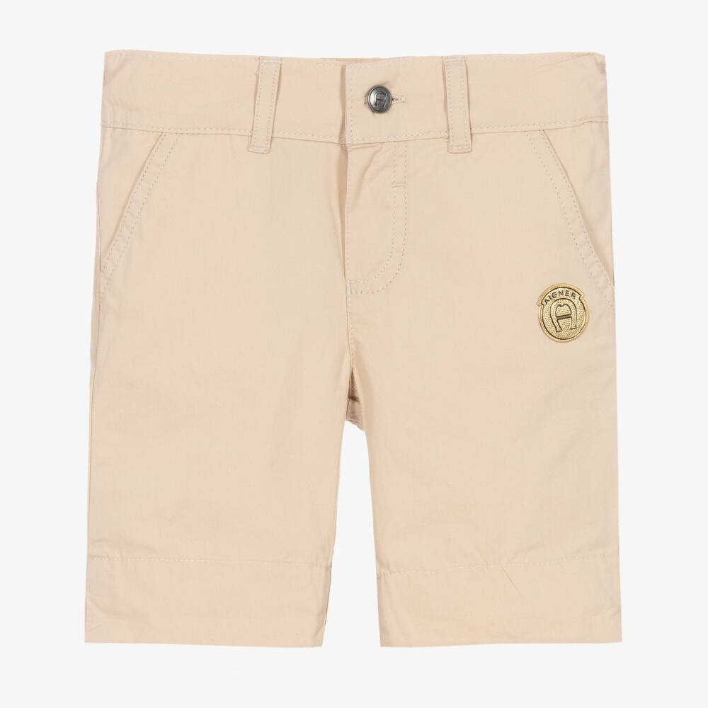 AIGNER - Baby Boys Beige Cotton Shorts | Childrensalon