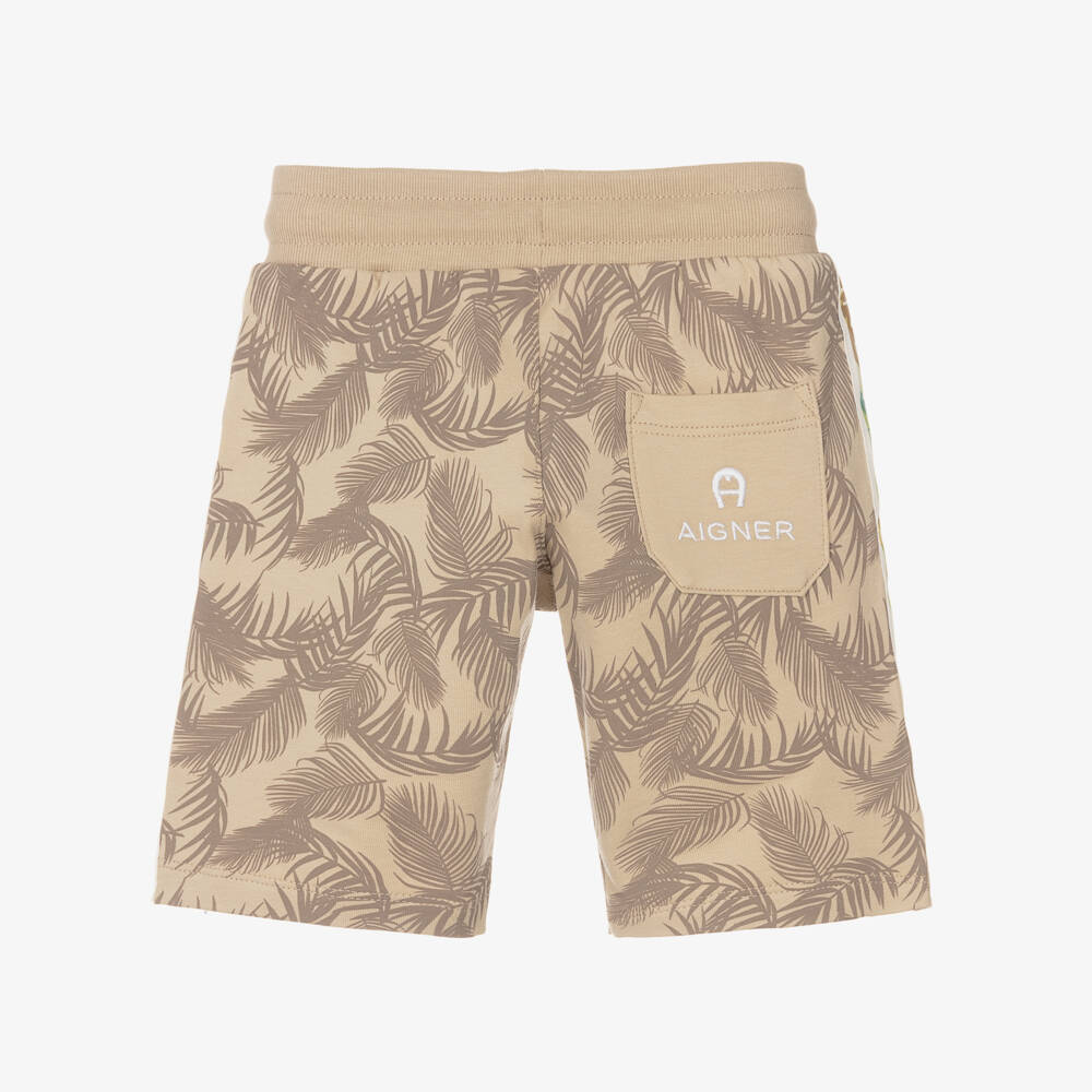 AIGNER-Baby Boys Beige Palm Print Shorts | Childrensalon Outlet