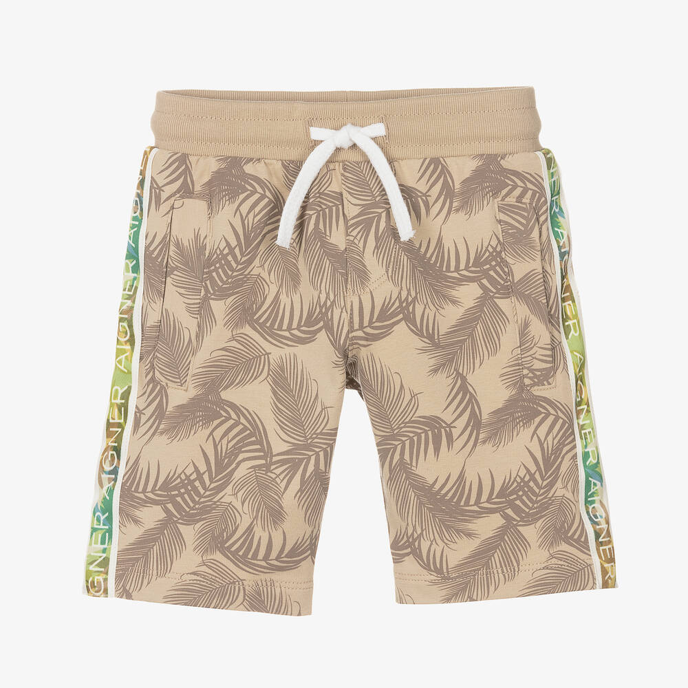 AIGNER - Baby Boys Beige Palm Print Shorts | Childrensalon