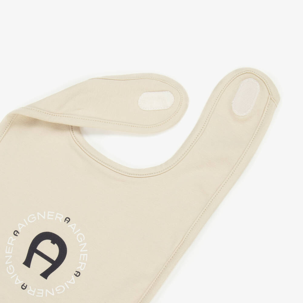 AIGNER-Baby Boys Beige Pima Cotton Bib | Childrensalon Outlet