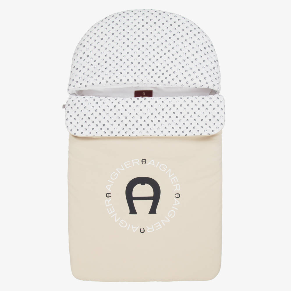 AIGNER-Baby Boys Beige Pima Cotton Padded Nest (74cm) | Childrensalon Outlet