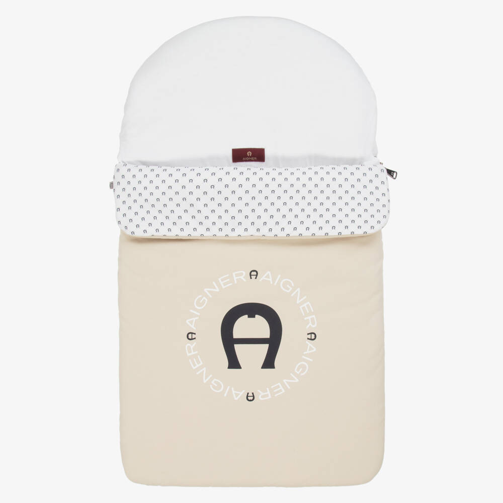 AIGNER-Baby Boys Beige Pima Cotton Padded Nest (74cm) | Childrensalon Outlet