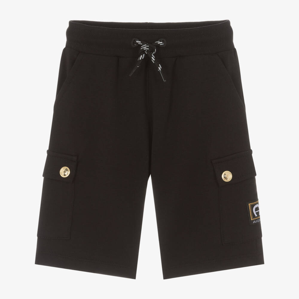 AIGNER-Baby Boys Black Cotton Jersey Cargo Shorts | Childrensalon Outlet
