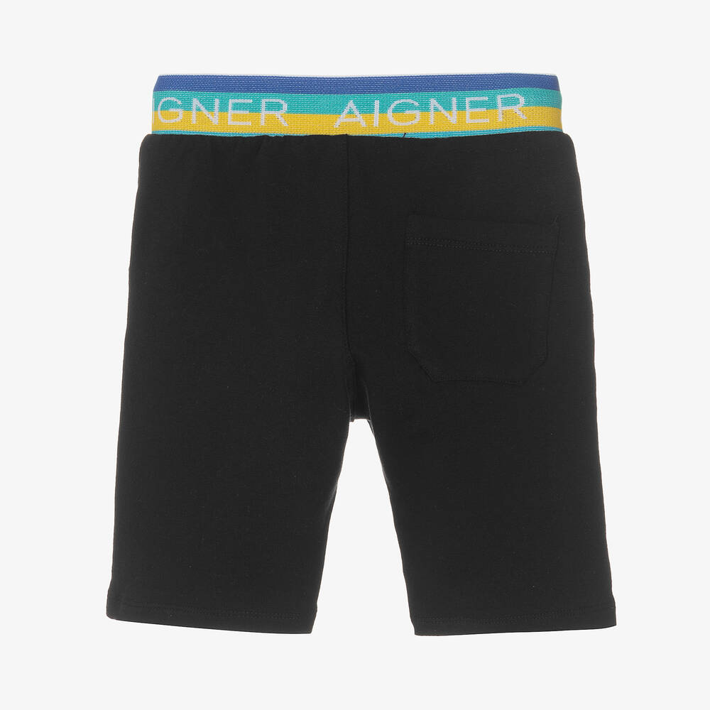 AIGNER-Baby Boys Black Cotton Logo Shorts | Childrensalon Outlet