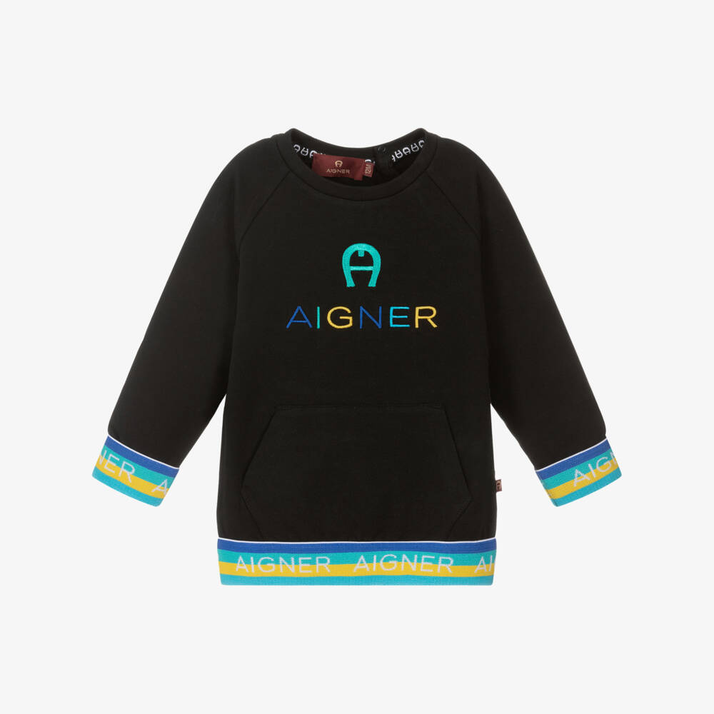 AIGNER-Baby Boys Black Cotton Sweatshirt | Childrensalon Outlet