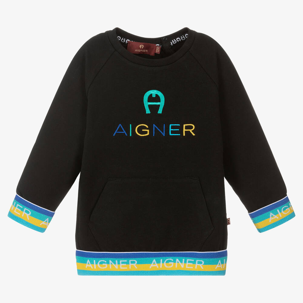 AIGNER - Sweat noir en coton bébé garçon | Childrensalon