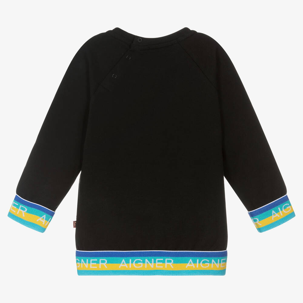 AIGNER-Baby Boys Black Cotton Sweatshirt | Childrensalon Outlet