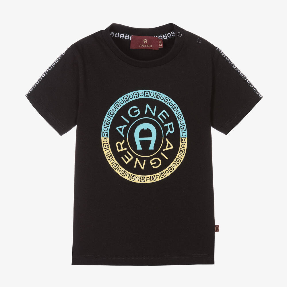 AIGNER - T-shirt noir coton bébé garçon | Childrensalon
