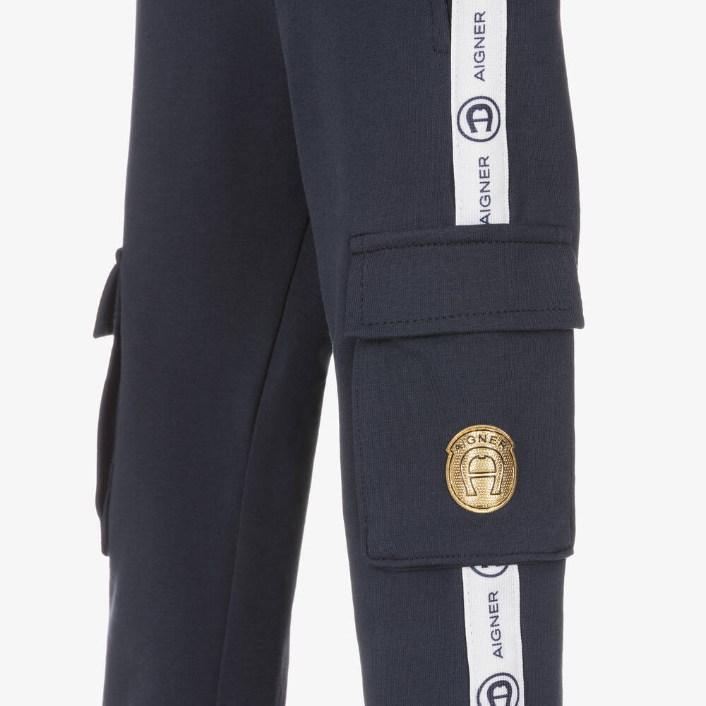 AIGNER-Baby Boys Blue Cargo Joggers | Childrensalon Outlet
