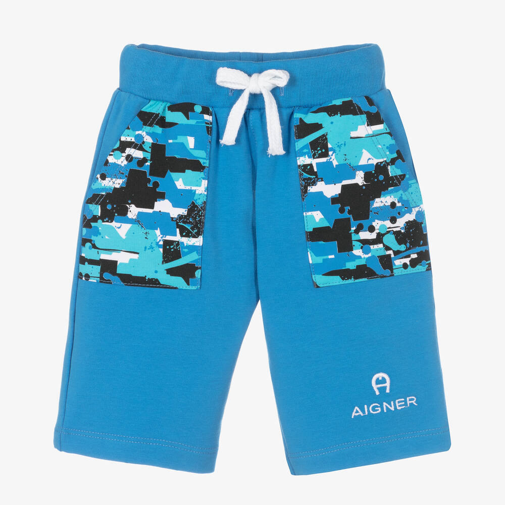 AIGNER - Baby Boys Blue Cotton Shorts | Childrensalon