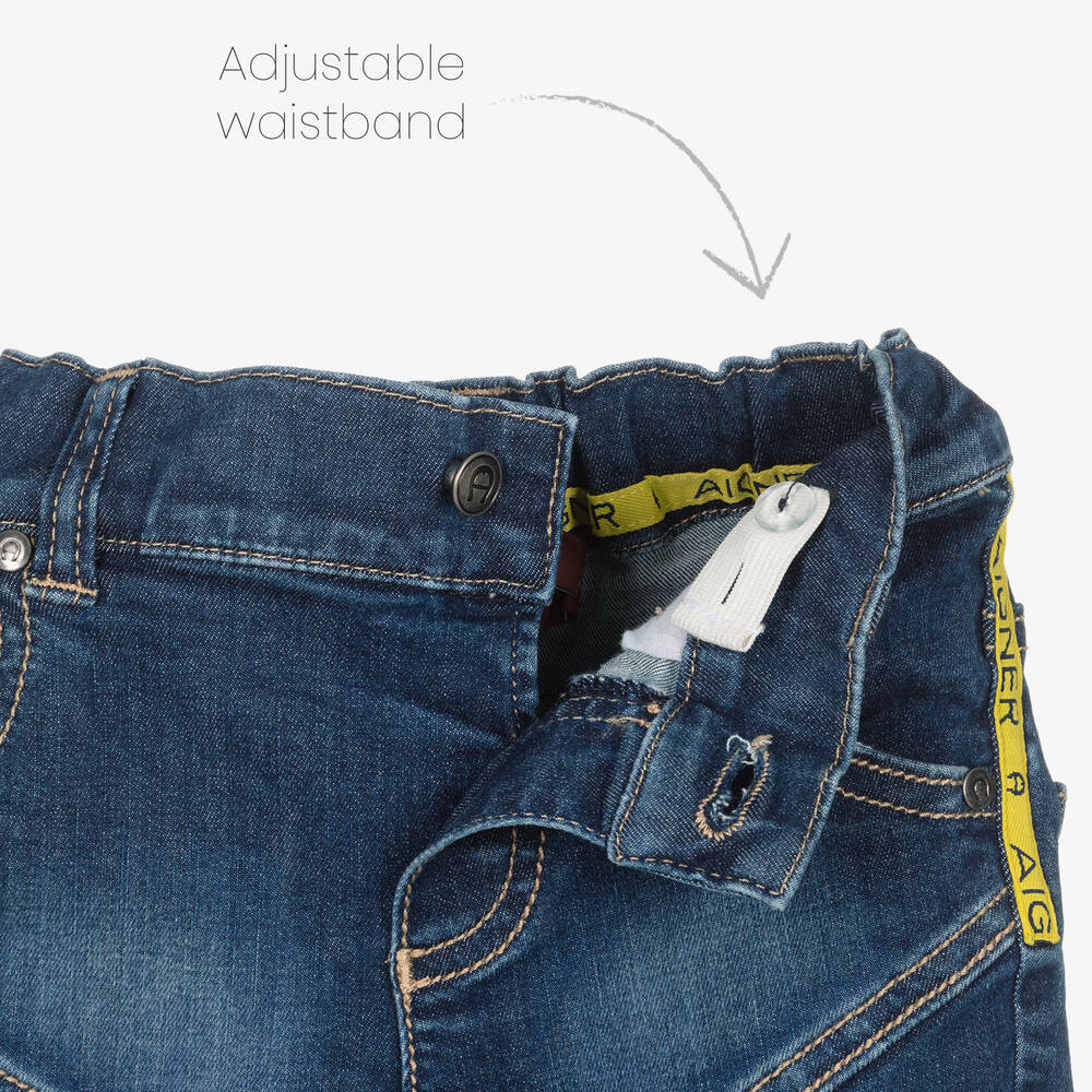 اقنر-Baby Boys Blue Denim Logo Shorts | Childrensalon Outlet