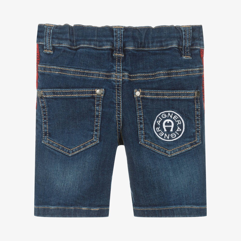 AIGNER Baby Boys Blue Denim Logo Shorts