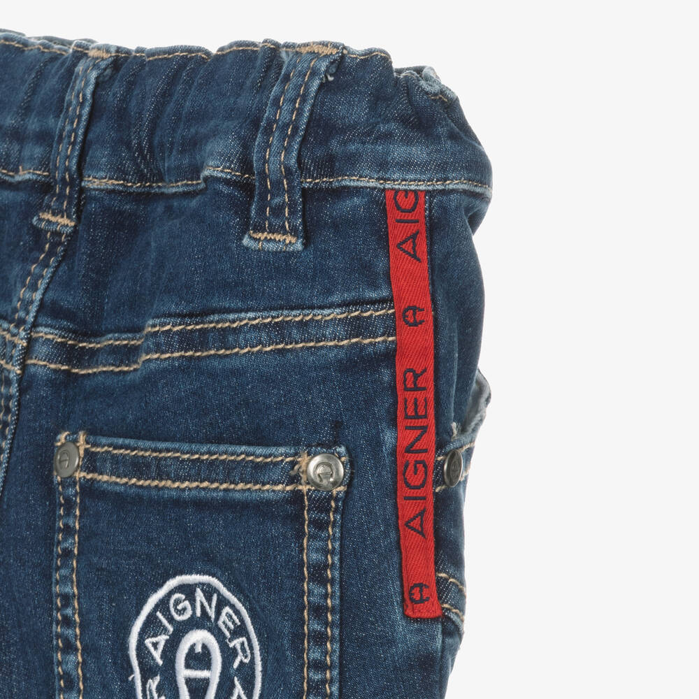 AIGNER-Baby Boys Blue Denim Logo Shorts | Childrensalon Outlet