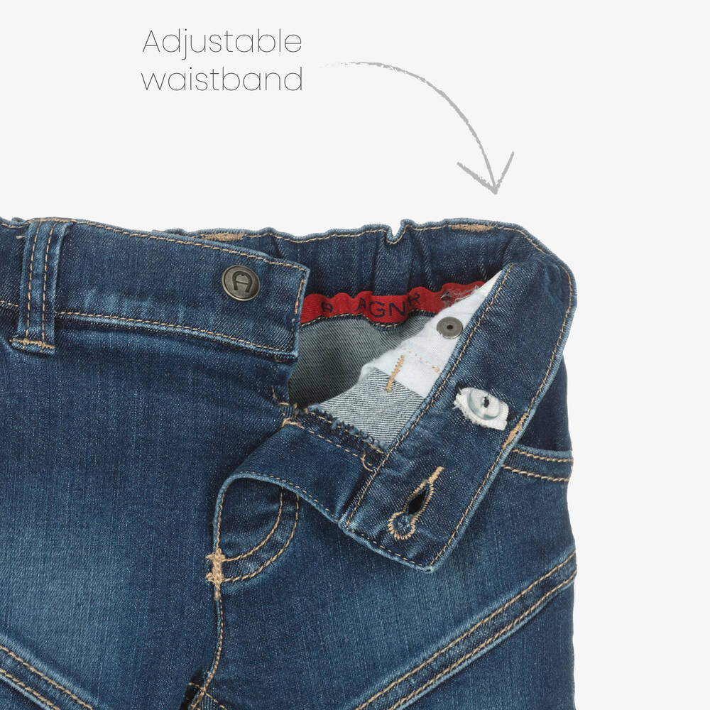 AIGNER-Baby Boys Blue Denim Logo Shorts | Childrensalon Outlet