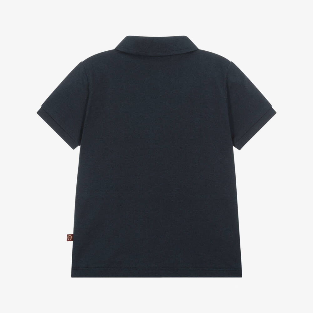 AIGNER-Baby Boys Blue & Gold Cotton Polo Shirt | Childrensalon Outlet