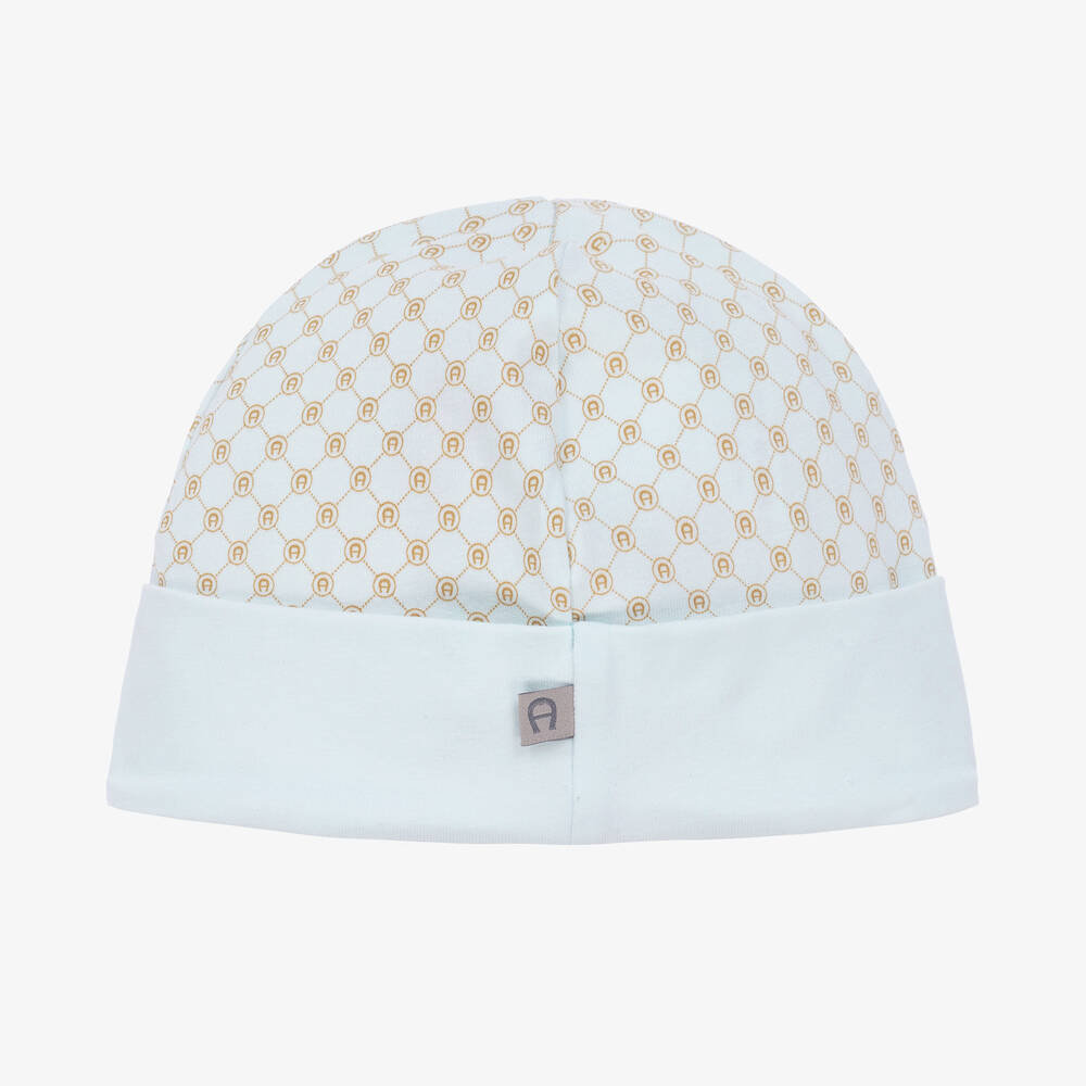 AIGNER-قبعة للمواليد قطن بيما جيرسي لون أزرق وذهبي | Childrensalon Outlet