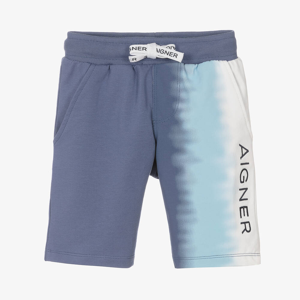 AIGNER - Baby Boys Blue Ombré Logo Shorts | Childrensalon