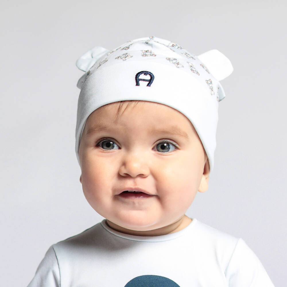 AIGNER Bonnet bleu en coton Pima ours bebe garcon Childrensalon Outlet