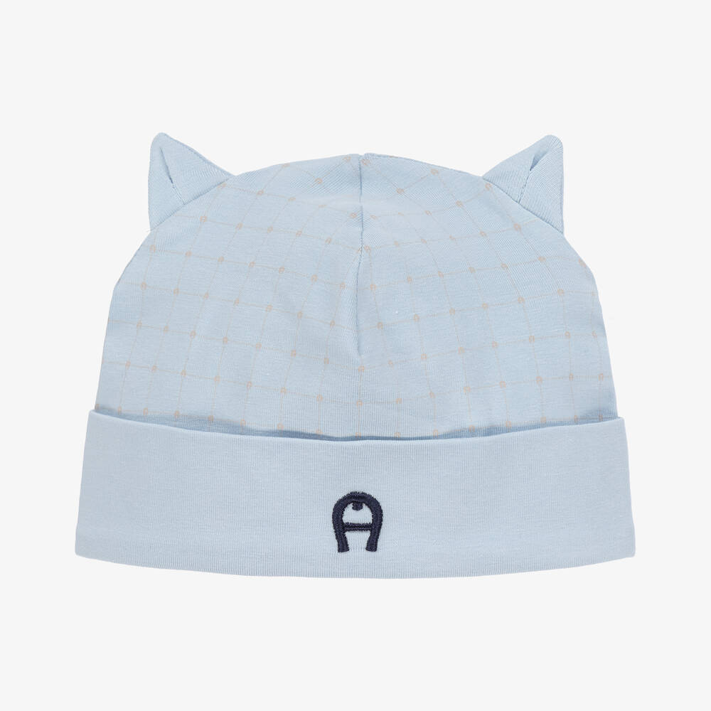 AIGNER - Bonnet bleu en coton Pima bébé garçon | Childrensalon