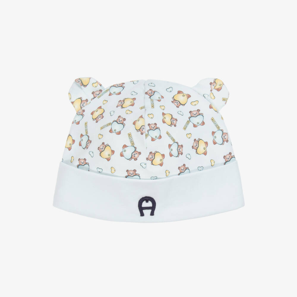 AIGNER-Шапка из синего хлопка с мишкой для мальчиков | Childrensalon Outlet