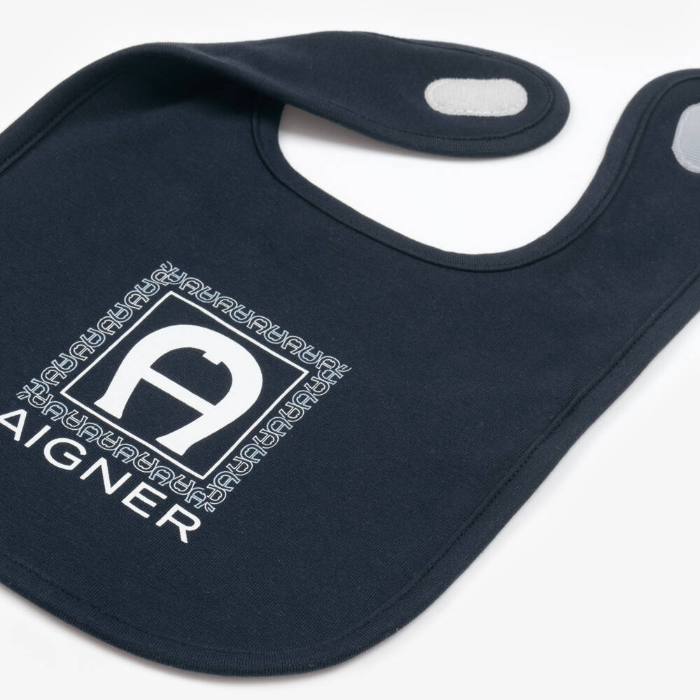 AIGNER-Baby Boys Classic Blue Feeding Bib | Childrensalon Outlet
