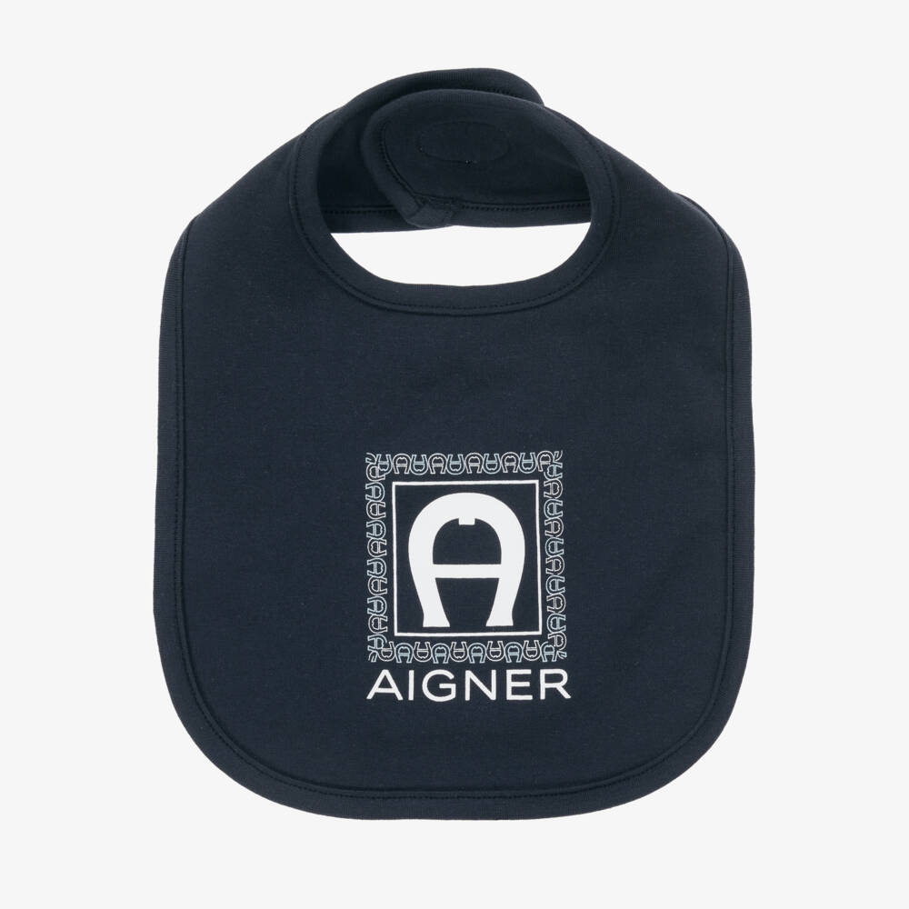AIGNER-مريلة إطعام كلاسيكية زرقاء للأولاد الرضع | Childrensalon Outlet