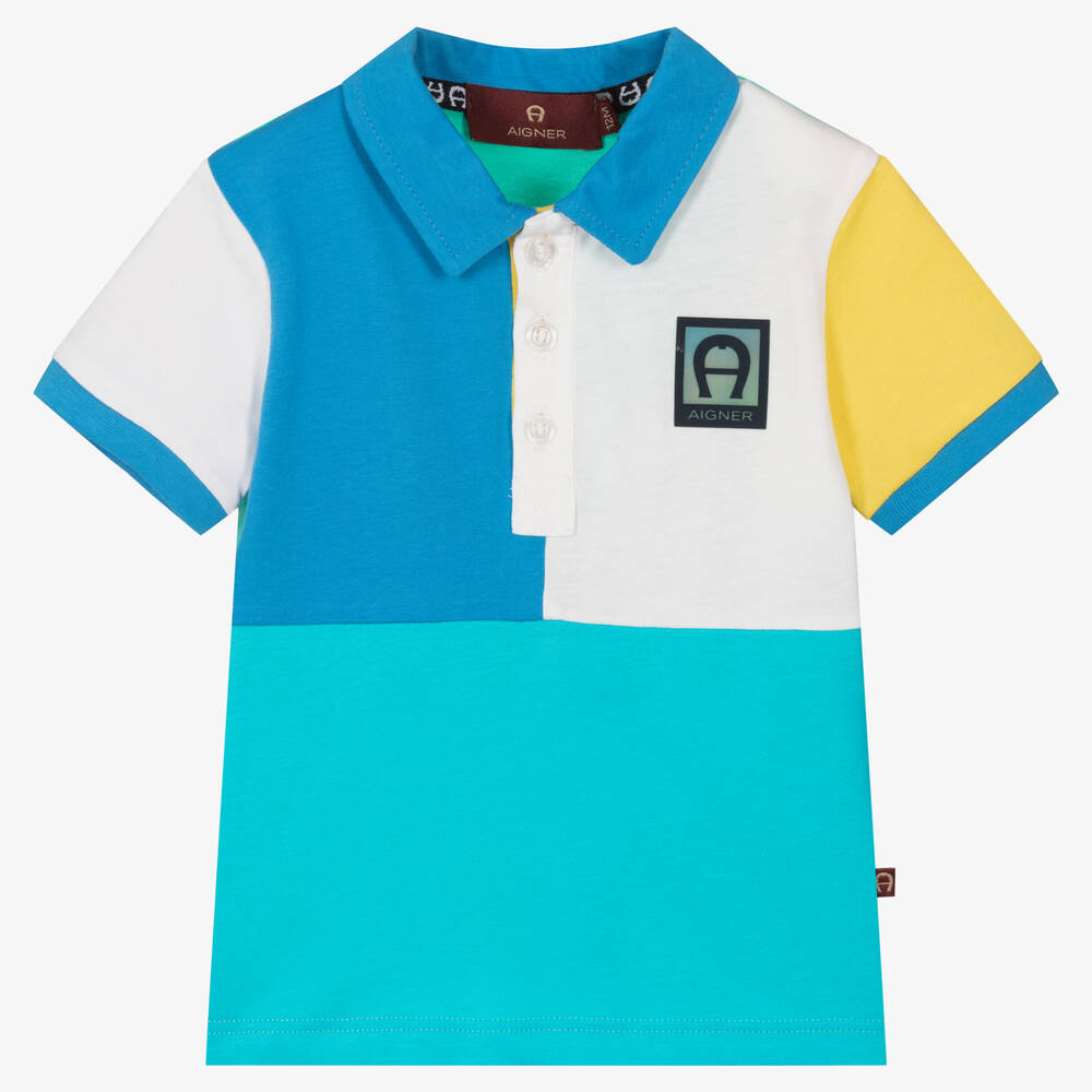 AIGNER - Baby Boys Cotton Colourblock Polo Shirt | Childrensalon