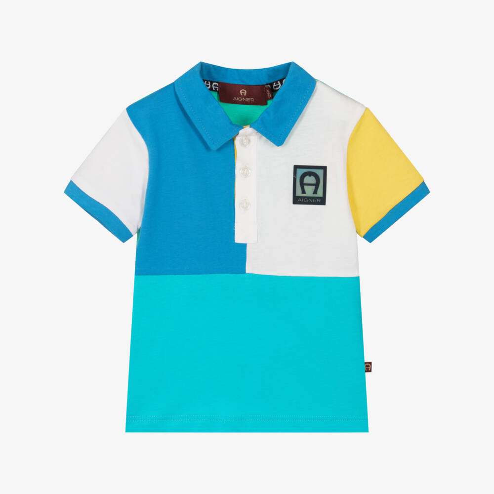 AIGNER-توب بولو أطفال ولادي قطن بألوان بلوك | Childrensalon Outlet