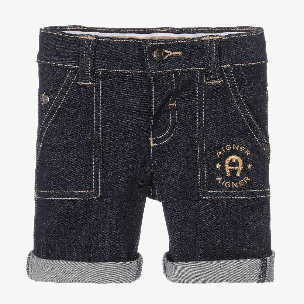 AIGNER - Baby Boys Dark Blue Denim Shorts | Childrensalon