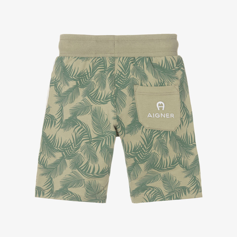 AIGNER-Baby Boys Green Palm Print Shorts | Childrensalon Outlet