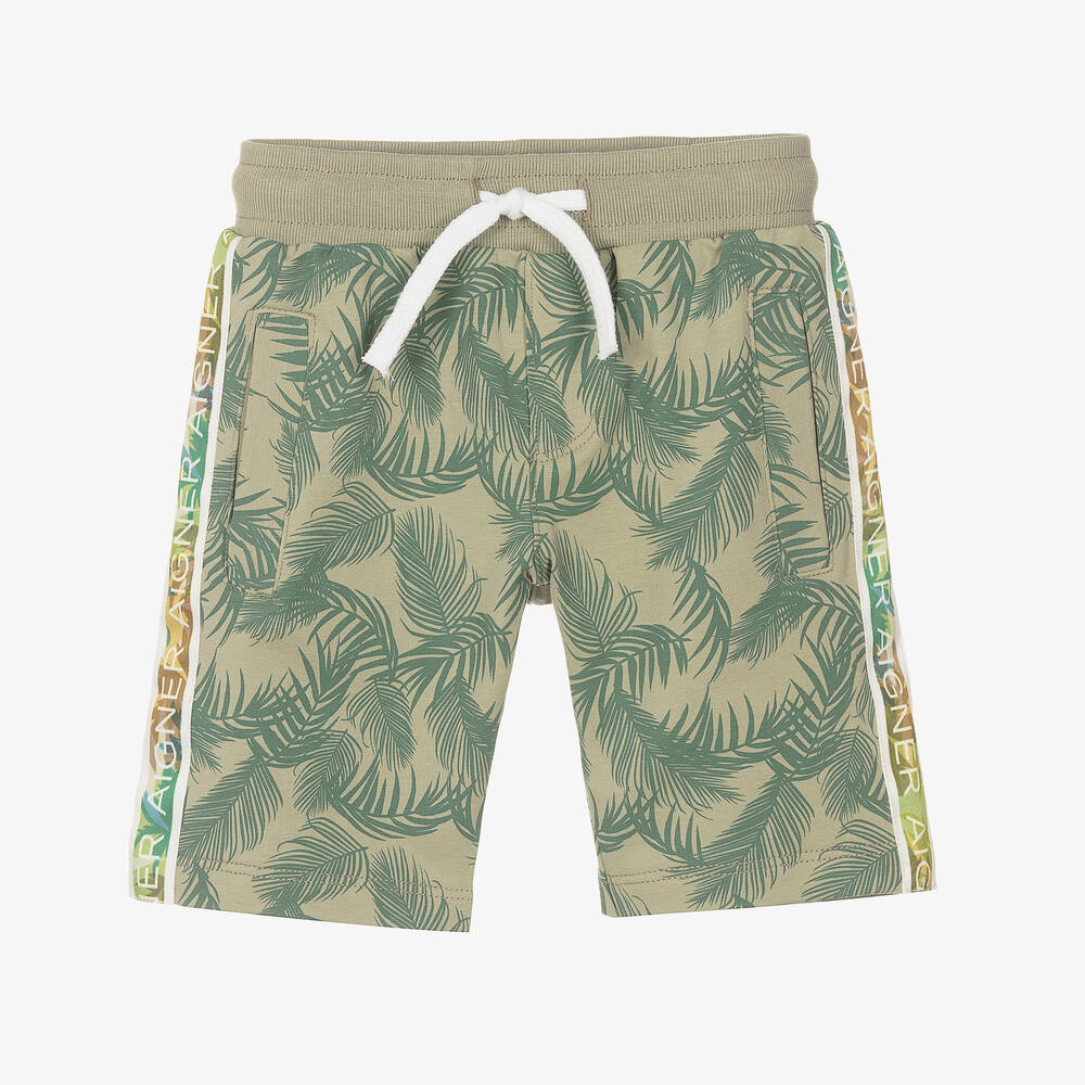 AIGNER - Baby Boys Green Palm Print Shorts | Childrensalon
