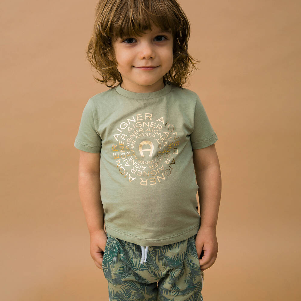 AIGNER-Зеленые шорты с пальмами | Childrensalon Outlet