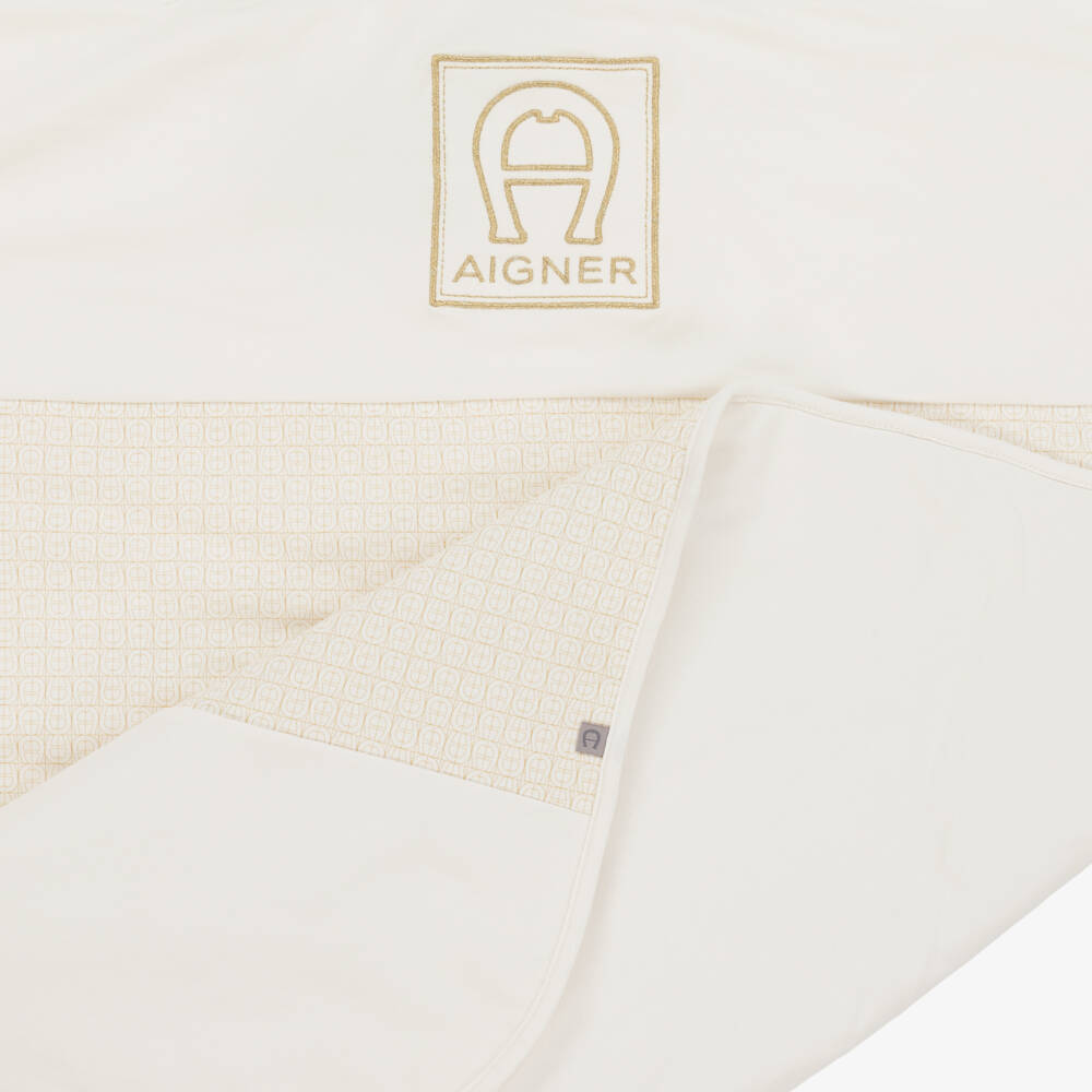 AIGNER-Baby Boys Ivory Quilted Comfort Blanket | Childrensalon Outlet