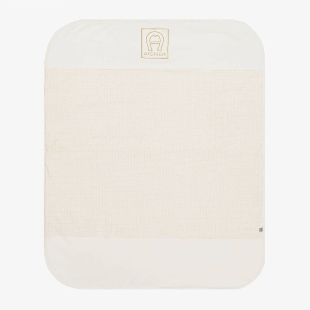 AIGNER-Baby Boys Ivory Quilted Comfort Blanket | Childrensalon Outlet