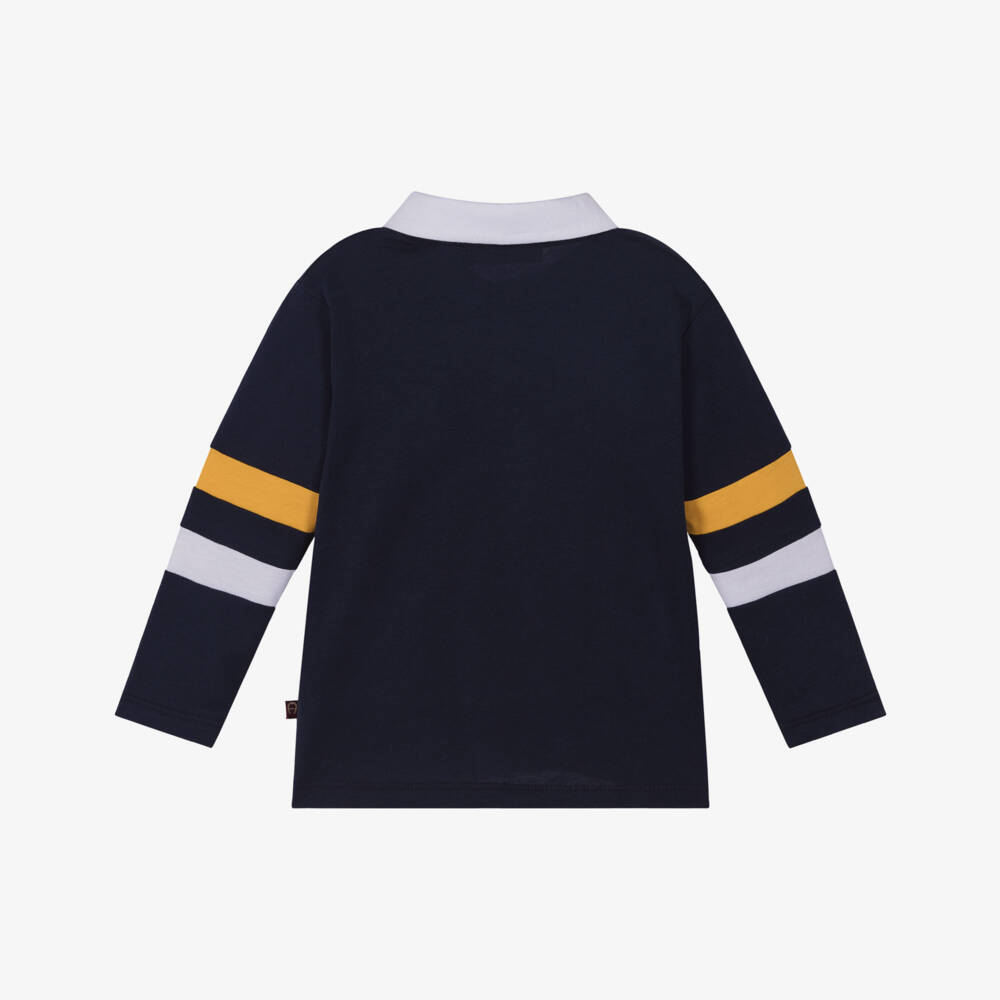 AIGNER-Baby Boys Navy Blue Cotton Long-Sleeved Polo Shirt | Childrensalon Outlet