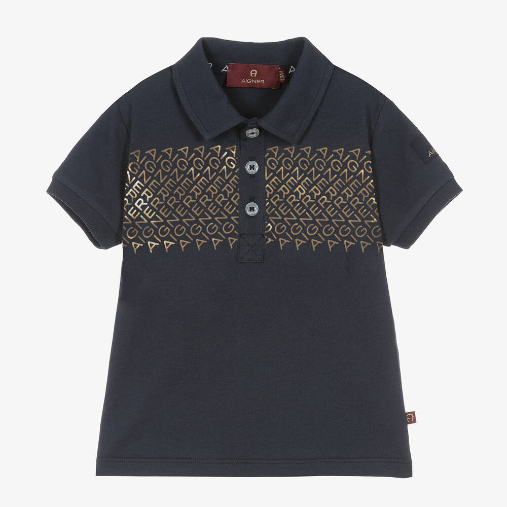 AIGNER-Baby Boys Navy Blue Cotton Polo Shirt | Childrensalon Outlet