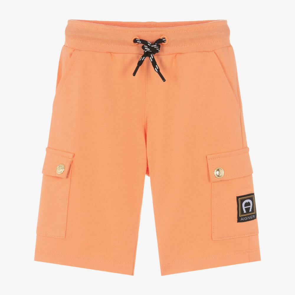 AIGNER-Baby Boys Orange Cotton Jersey Cargo Shorts | Childrensalon Outlet