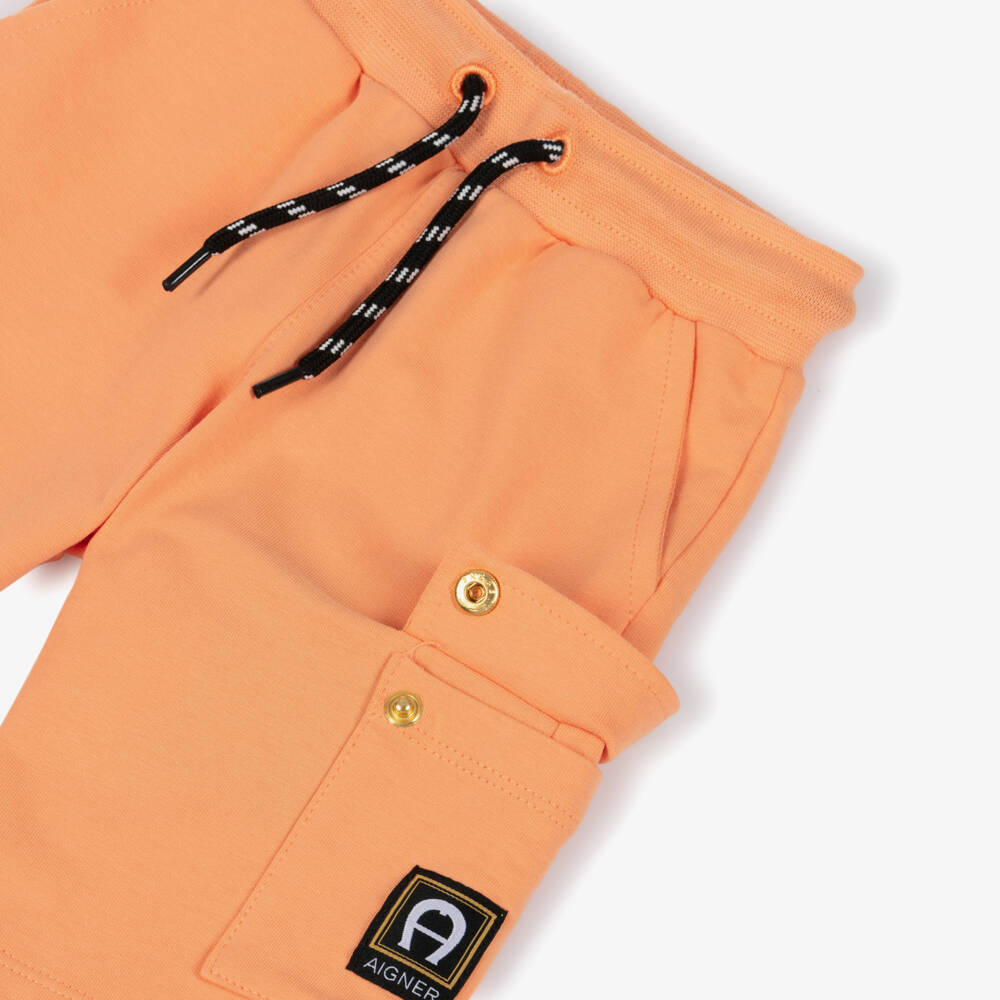 AIGNER-Baby Boys Orange Cotton Jersey Cargo Shorts | Childrensalon Outlet