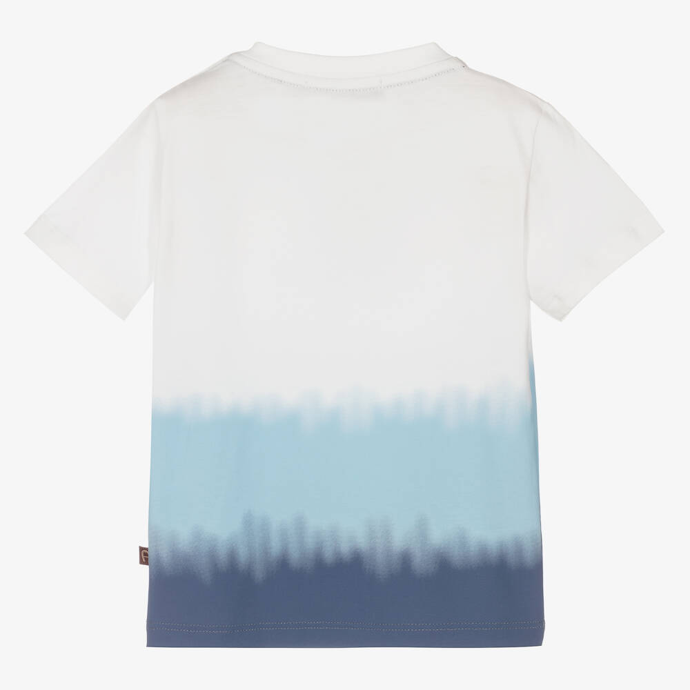 AIGNER-Baby Boys White & Blue Logo T-Shirt | Childrensalon Outlet