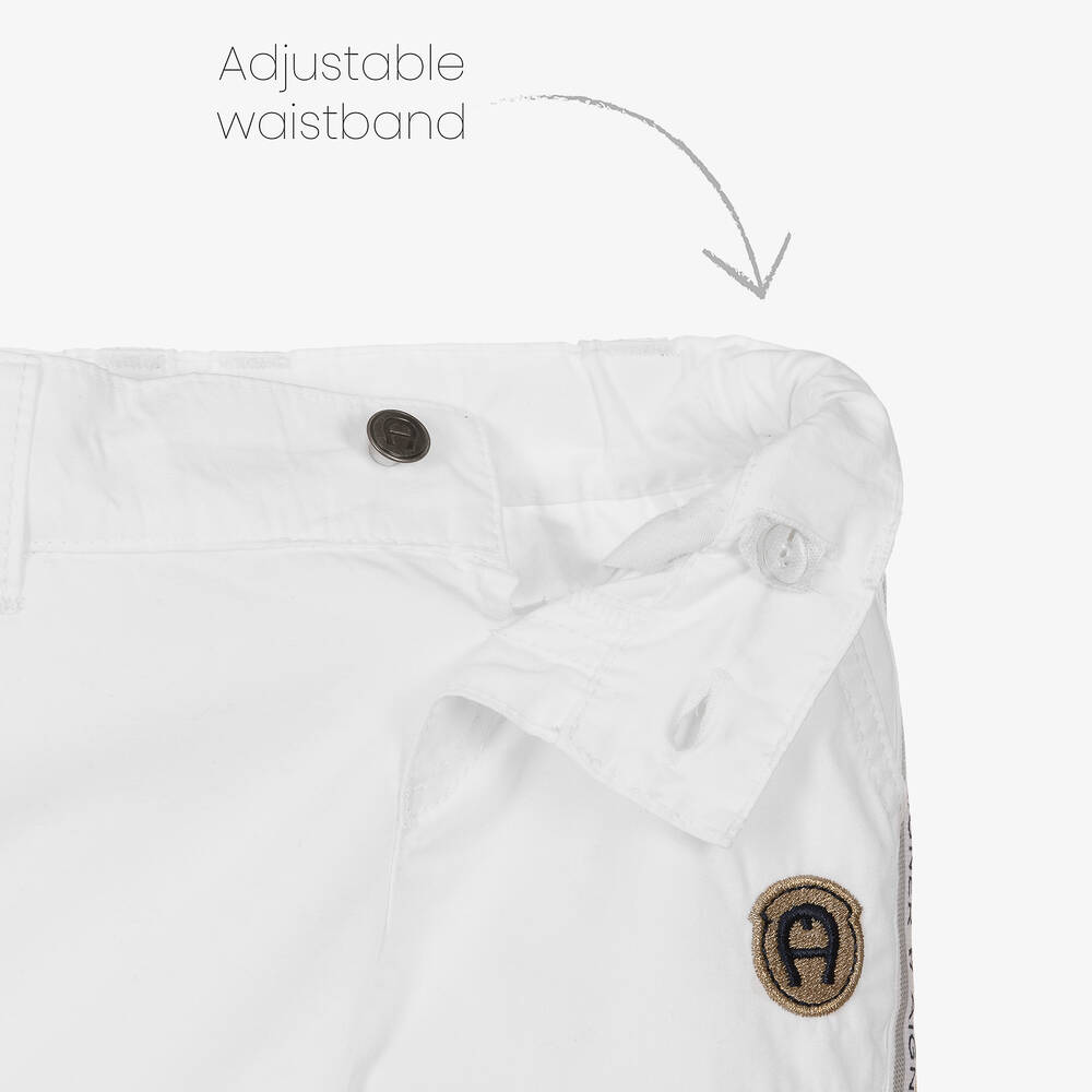 AIGNER-شورت أطفال ولادي قطن لون أبيض | Childrensalon Outlet